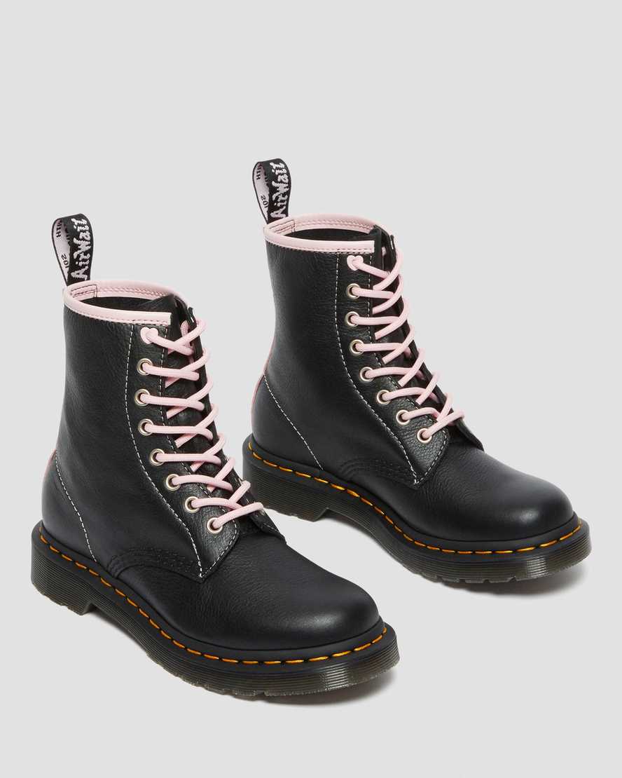 DR MARTENS 1460 WOMEN'S CONTRAST LEATHER LACE UP BOOTS - BLACK/PINK VI –  Lotsa Shoes