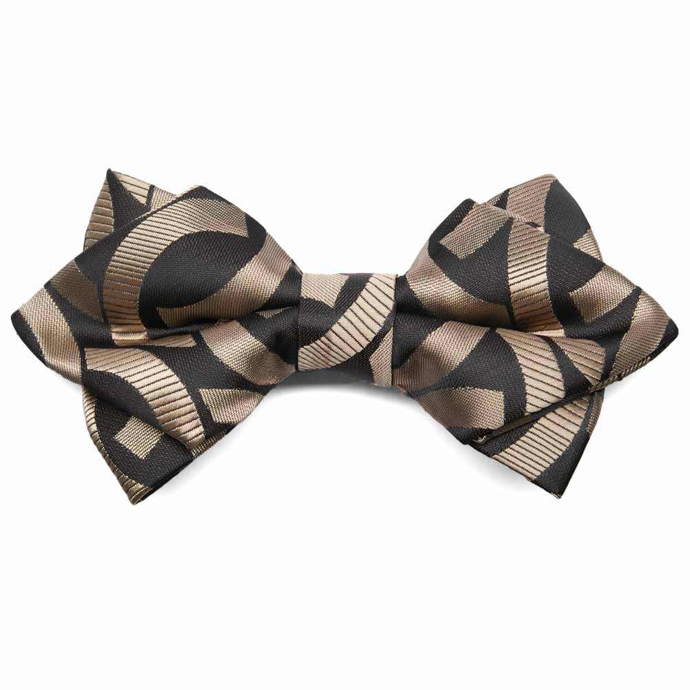 Mens Black And Brown Kay Link Pattern Diamond Tip Bow Ties Shop At Tiemart Tiemart Inc 0108