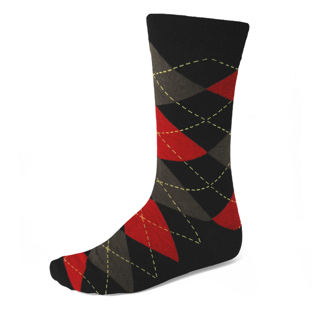 Men's Black and Red Argyle Socks | Shop at TieMart – TieMart, Inc.
