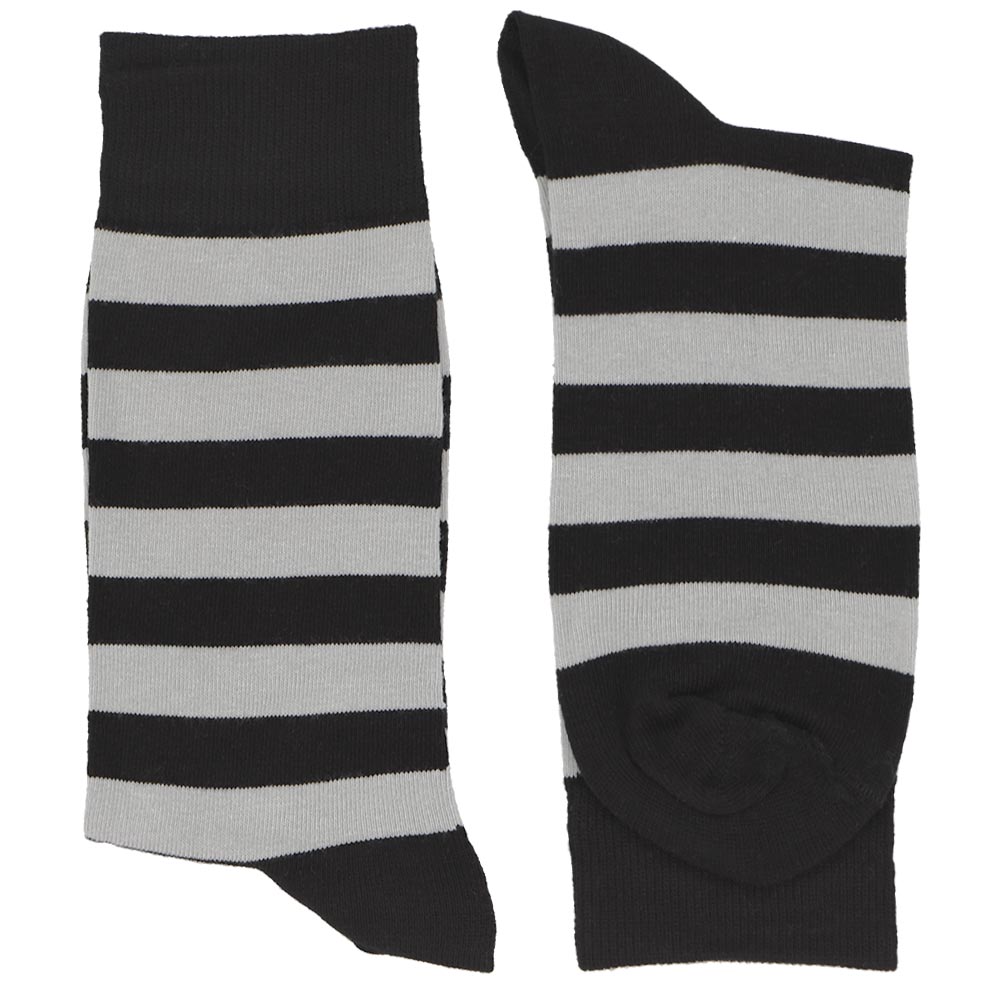 Men's Black and Silver Striped Socks | Shop at TieMart – TieMart, Inc.
