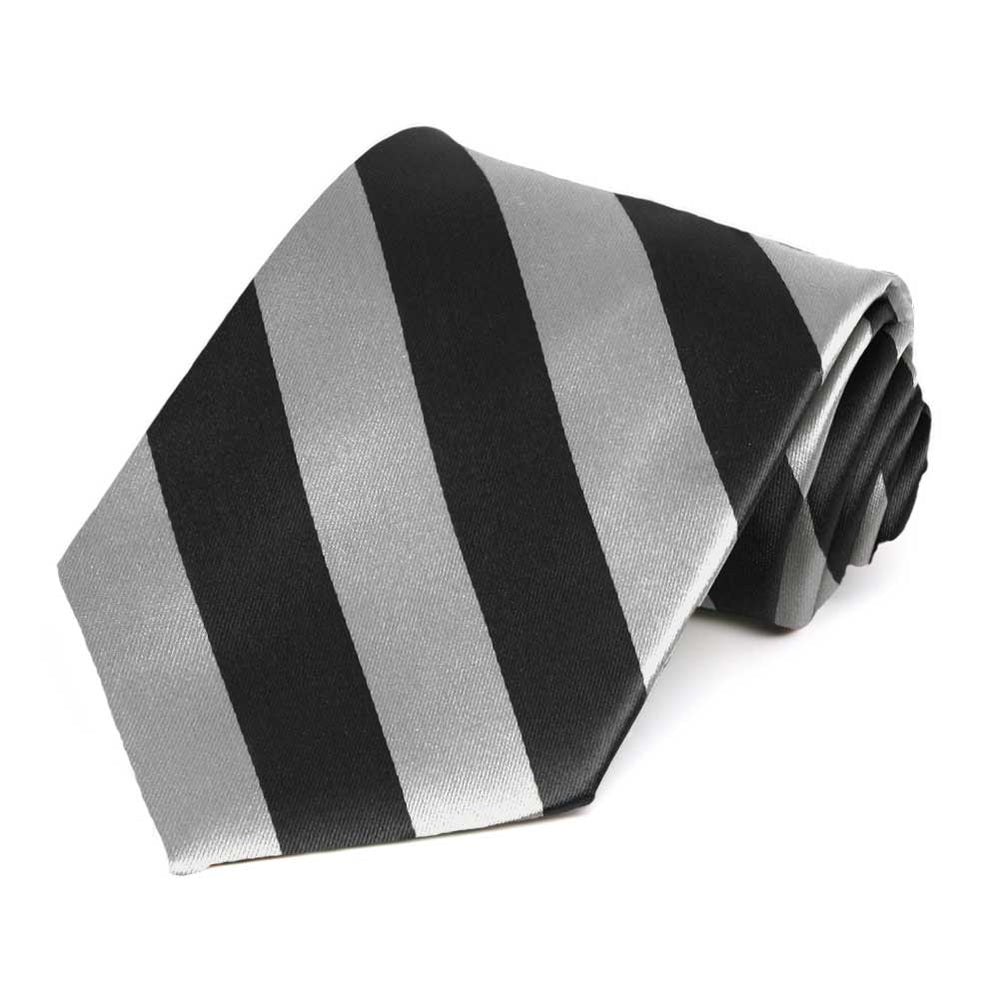 black and grey striped tie