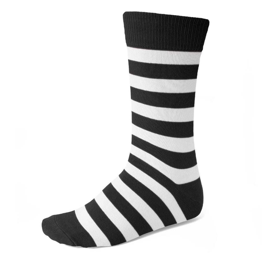 Men's Black and White Striped Socks | Shop at TieMart – TieMart, Inc.