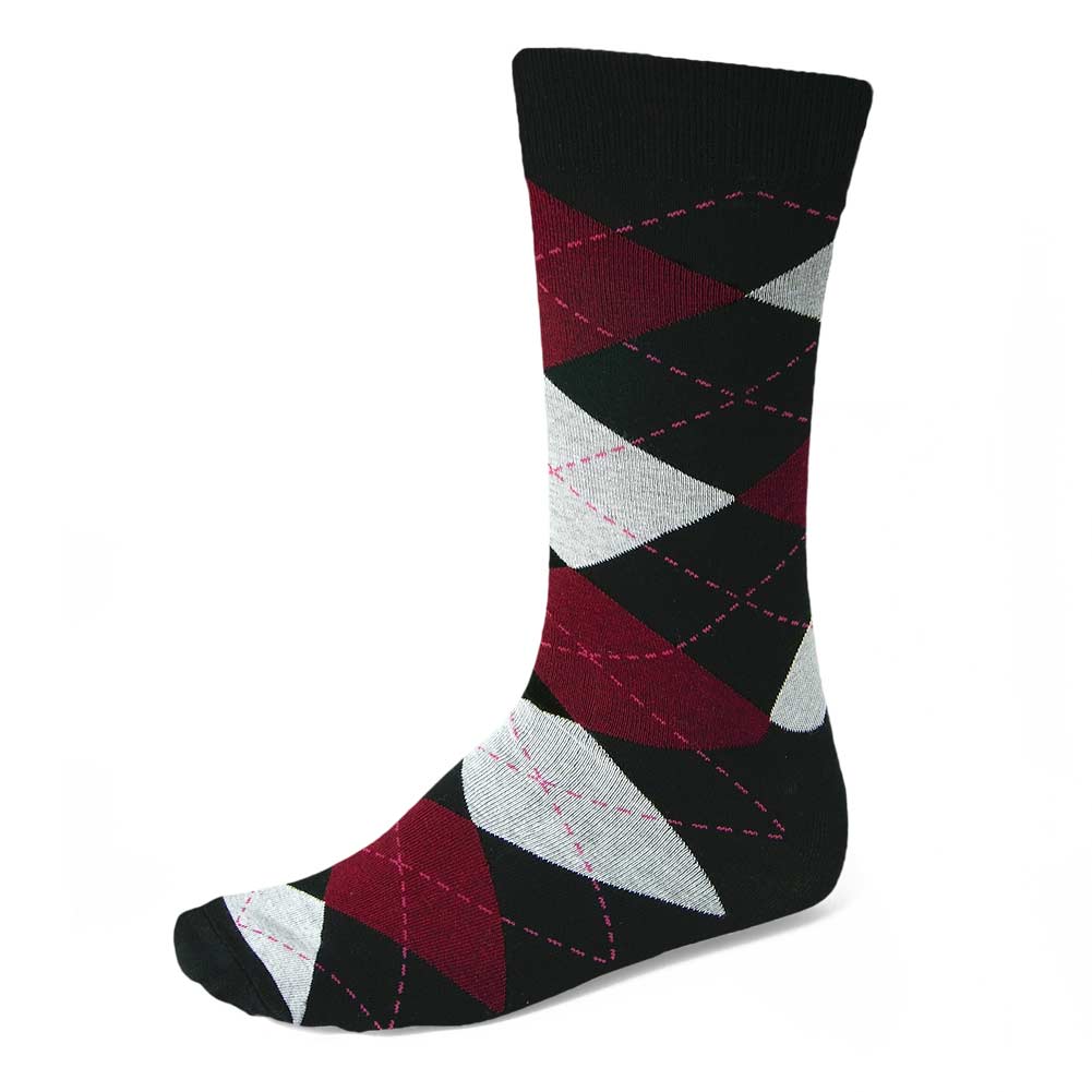 Men's Black and Burgundy Argyle Socks | Shop at TieMart – TieMart, Inc.