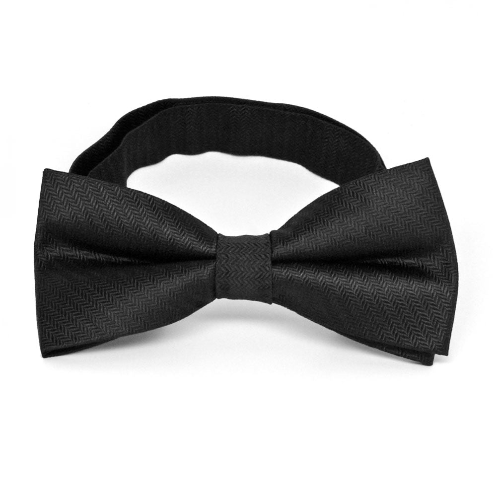 Black Herringbone Silk Bow Tie | Shop at TieMart – TieMart, Inc.