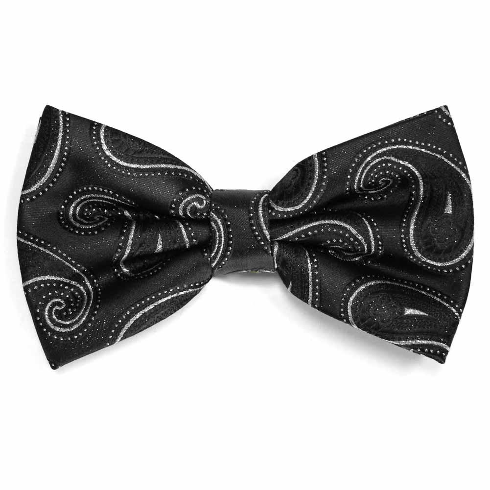 Black and Silver Paisley Bow Tie | Shop at TieMart – TieMart, Inc.
