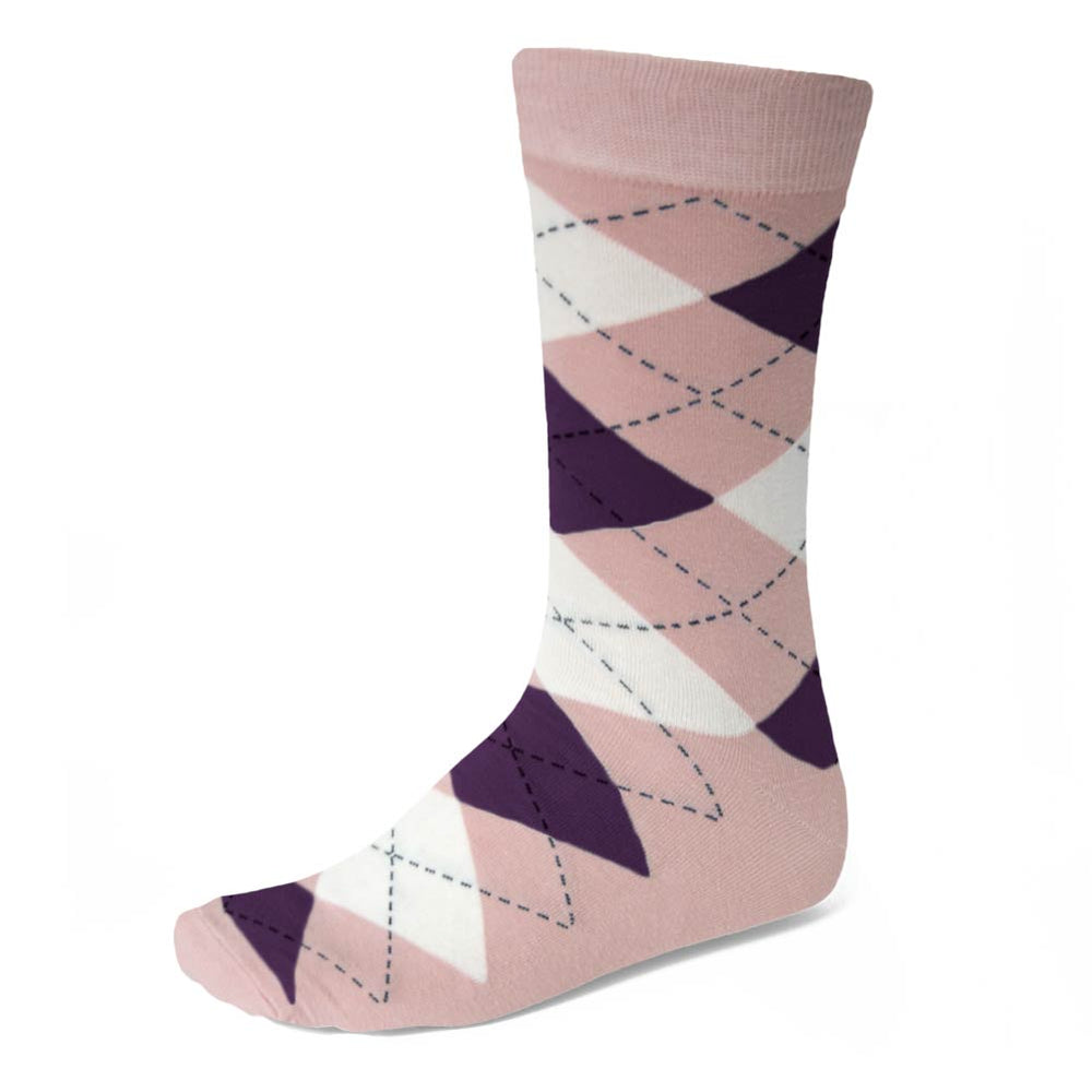 Men's Blush Pink and Eggplant Purple Argyle Socks | Shop at TieMart ...