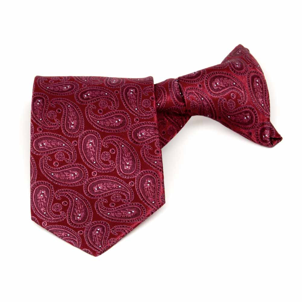 Boys' Crimson Red Paisley Clip-On Ties | Shop at TieMart – TieMart, Inc.