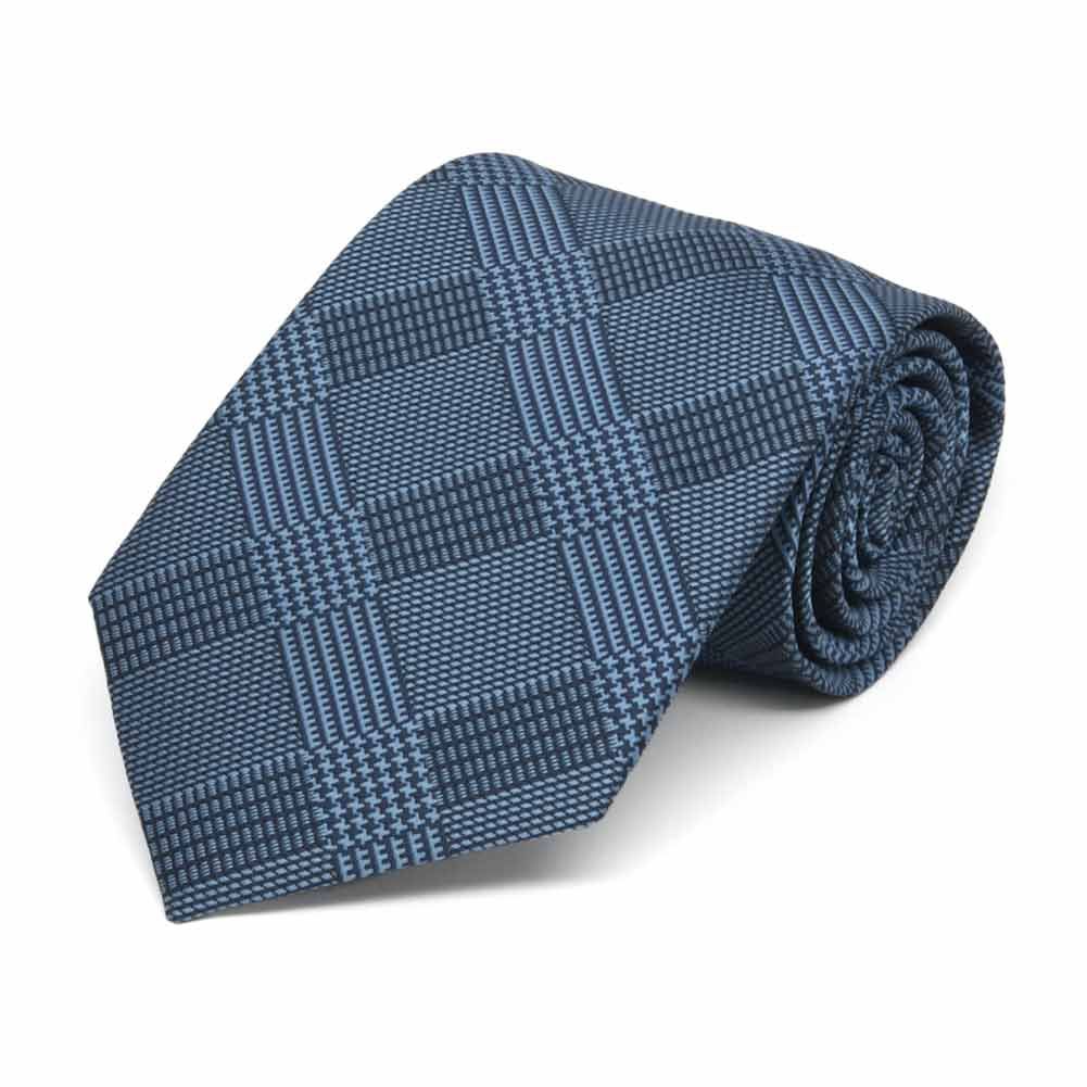 Boys' Dark Blue Glen Plaid Tie | Shop at TieMart – TieMart, Inc.