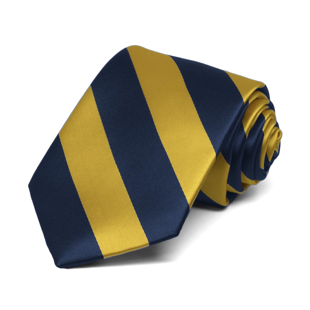 Boys' Navy Blue and Gold Striped Tie | Shop at TieMart – TieMart, Inc.