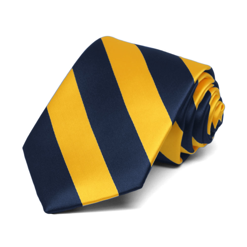 Boys' Navy Blue and Golden Yellow Striped Ties | Shop at TieMart ...