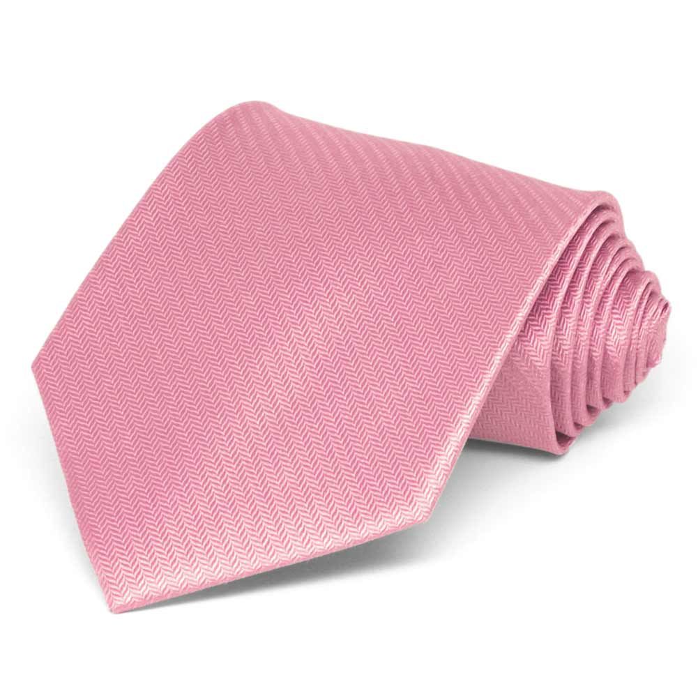 Extra Long Bubblegum Pink Silk Herringbone Ties | Shop at TieMart ...