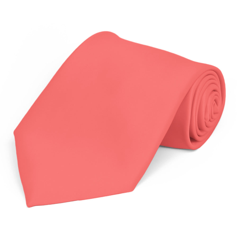 Bright Coral Solid Color Necktie Shop At Tiemart Tiemart Inc 9271