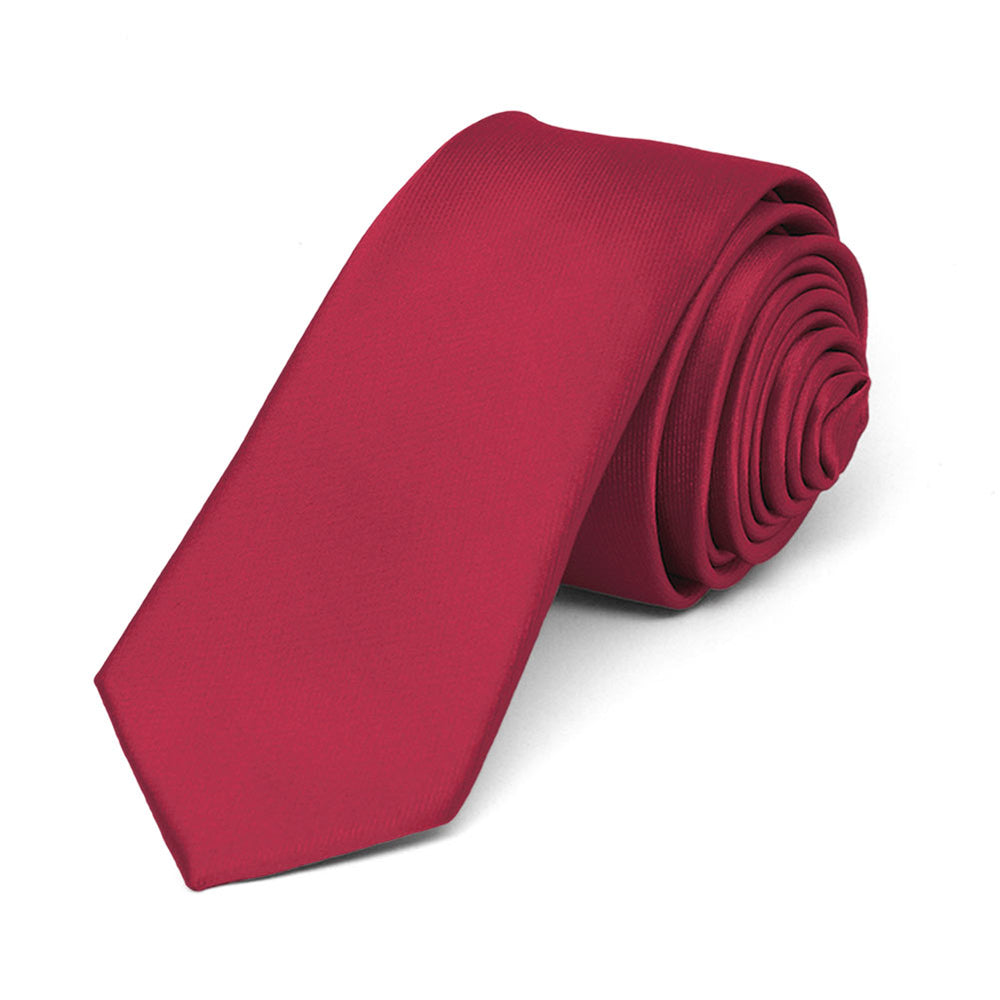 Crimson Red Skinny Solid Color 2" Width | Shop at TieMart – TieMart, Inc.