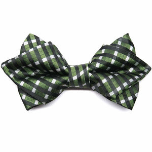 Dark Green Plaid Diamond Tip Bow Tie | Shop at TieMart – TieMart, Inc.