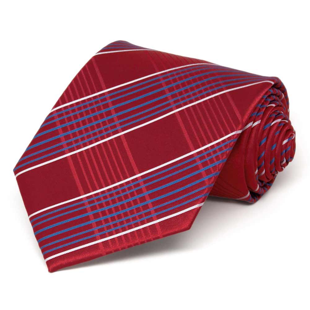 Men's Dark Red Plaid Tie | Shop at TieMart – TieMart, Inc.