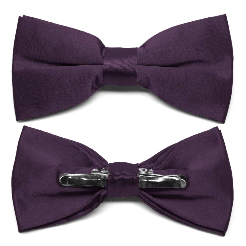 Eggplant Purple Clip-On Bow Ties | Shop at TieMart – TieMart, Inc.