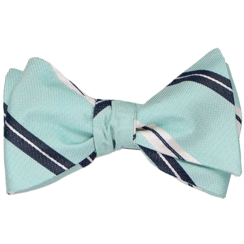 Light Pool Blue Striped Linen/Silk Self-Tie Bow Tie | Shop at TieMart ...