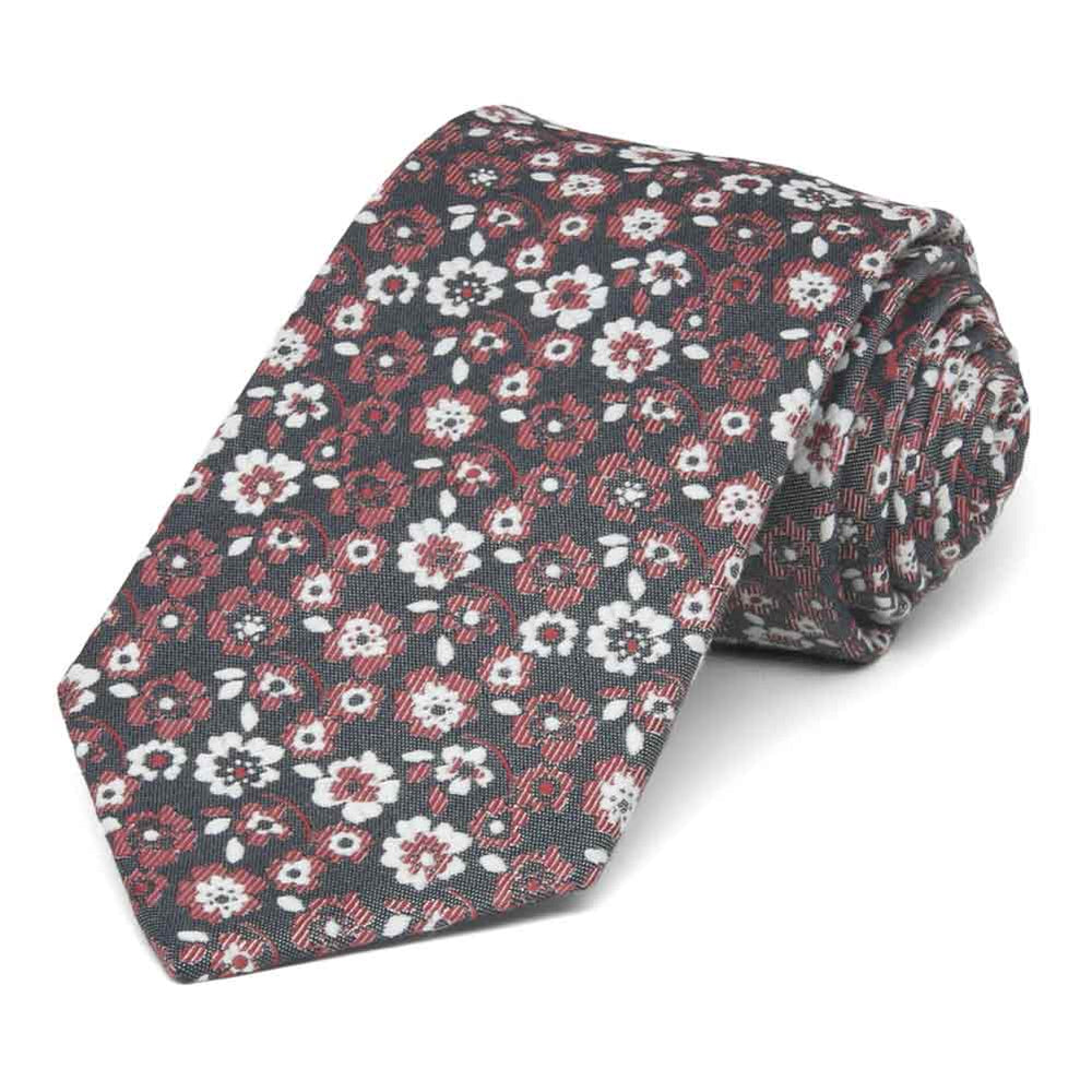 Crimson Floral Cotton Necktie | Shop at TieMart – TieMart, Inc.