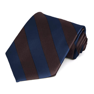 Navy Blue and Brown Striped Tie | Shop at TieMart – TieMart, Inc.