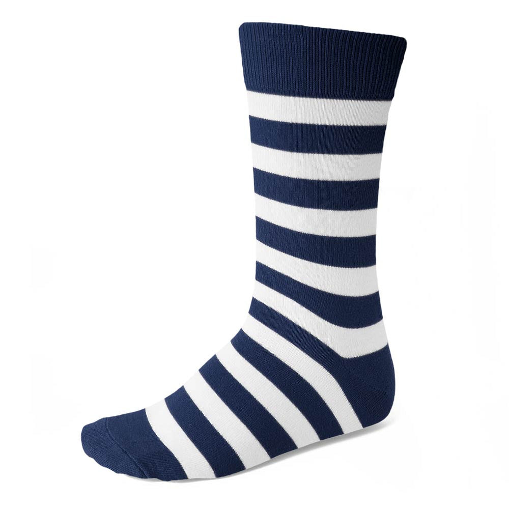 Men's Navy Blue and White Striped Socks | Shop at TieMart – TieMart, Inc.