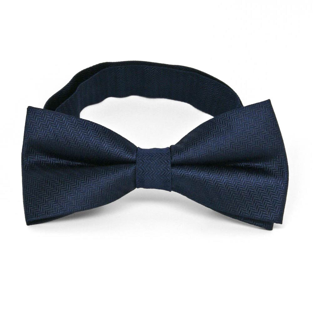 Navy Blue Herringbone Silk Bow Tie Shop At Tiemart Tiemart Inc 1644