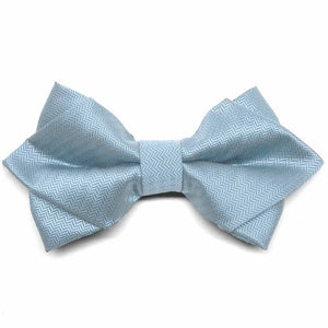 Men's Pale Blue Herringbone Diamond Tip Bow Ties | Shop at TieMart ...