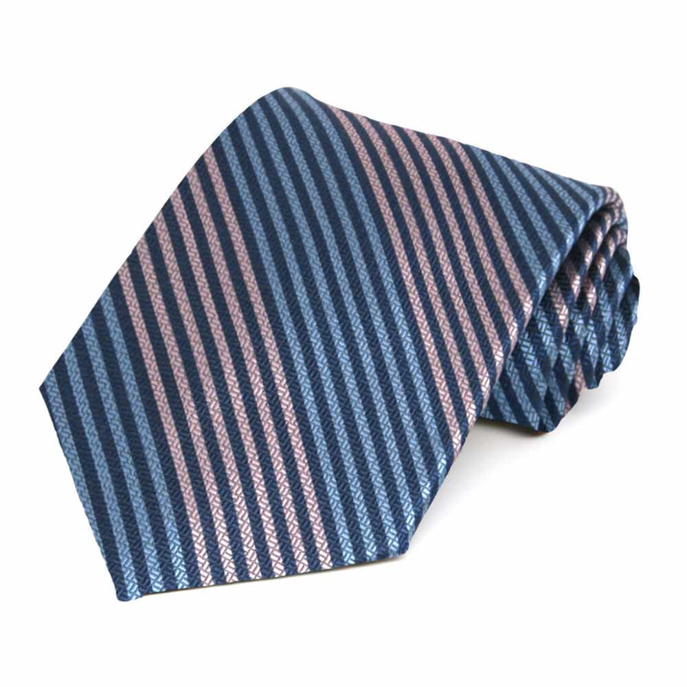 Pink and Blue Striped Silk Necktie | Shop at TieMart – TieMart, Inc.