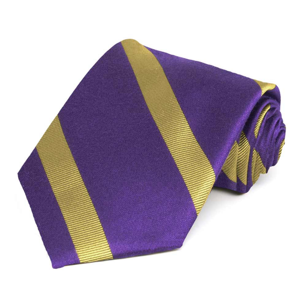 Purple and Gold Striped Cotton/Silk Necktie | Shop at TieMart – TieMart ...