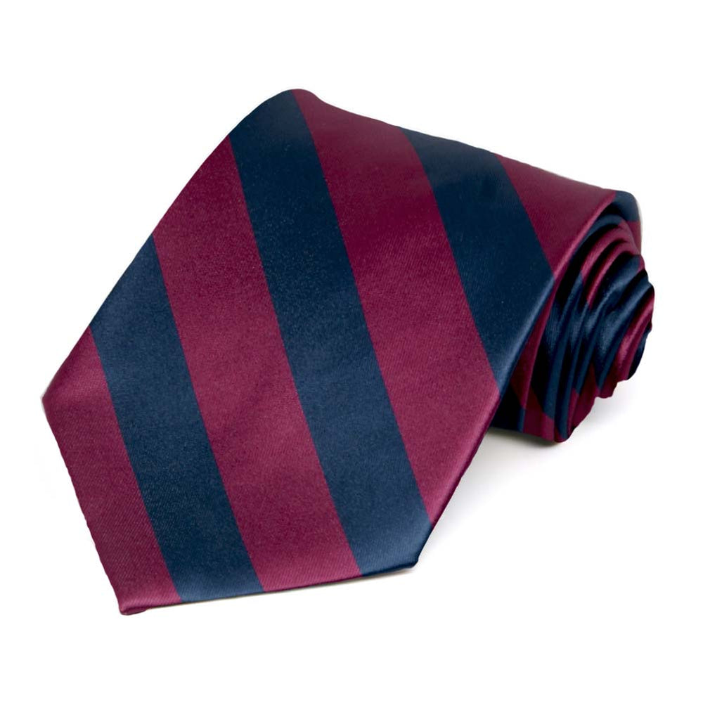 Raspberry and Navy Blue Striped Tie | Shop at TieMart – TieMart, Inc.