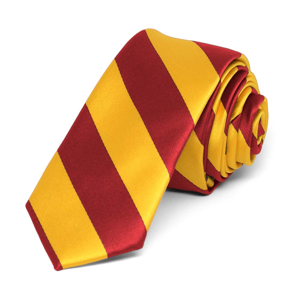 Download Red and Golden Yellow Skinny Striped Ties. Trendy 2-inch ...