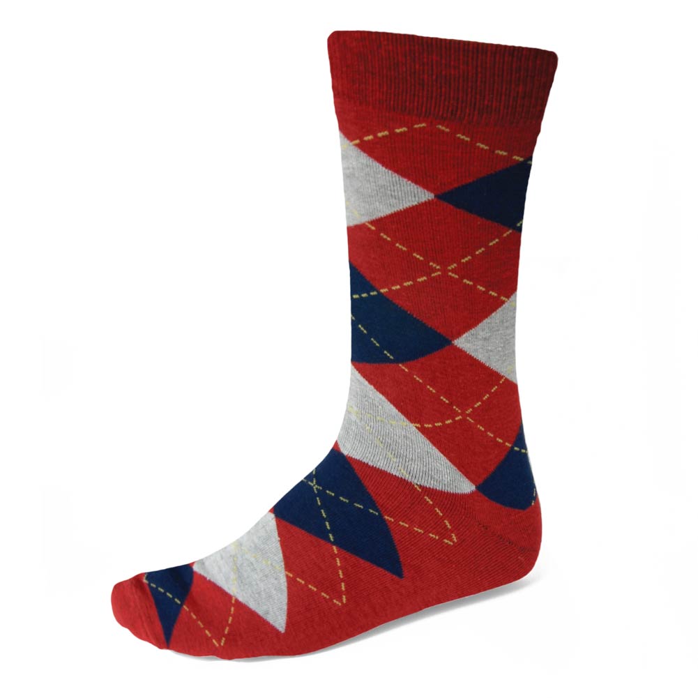 Men's Red and Navy Blue Argyle Socks | Shop at TieMart – TieMart, Inc.