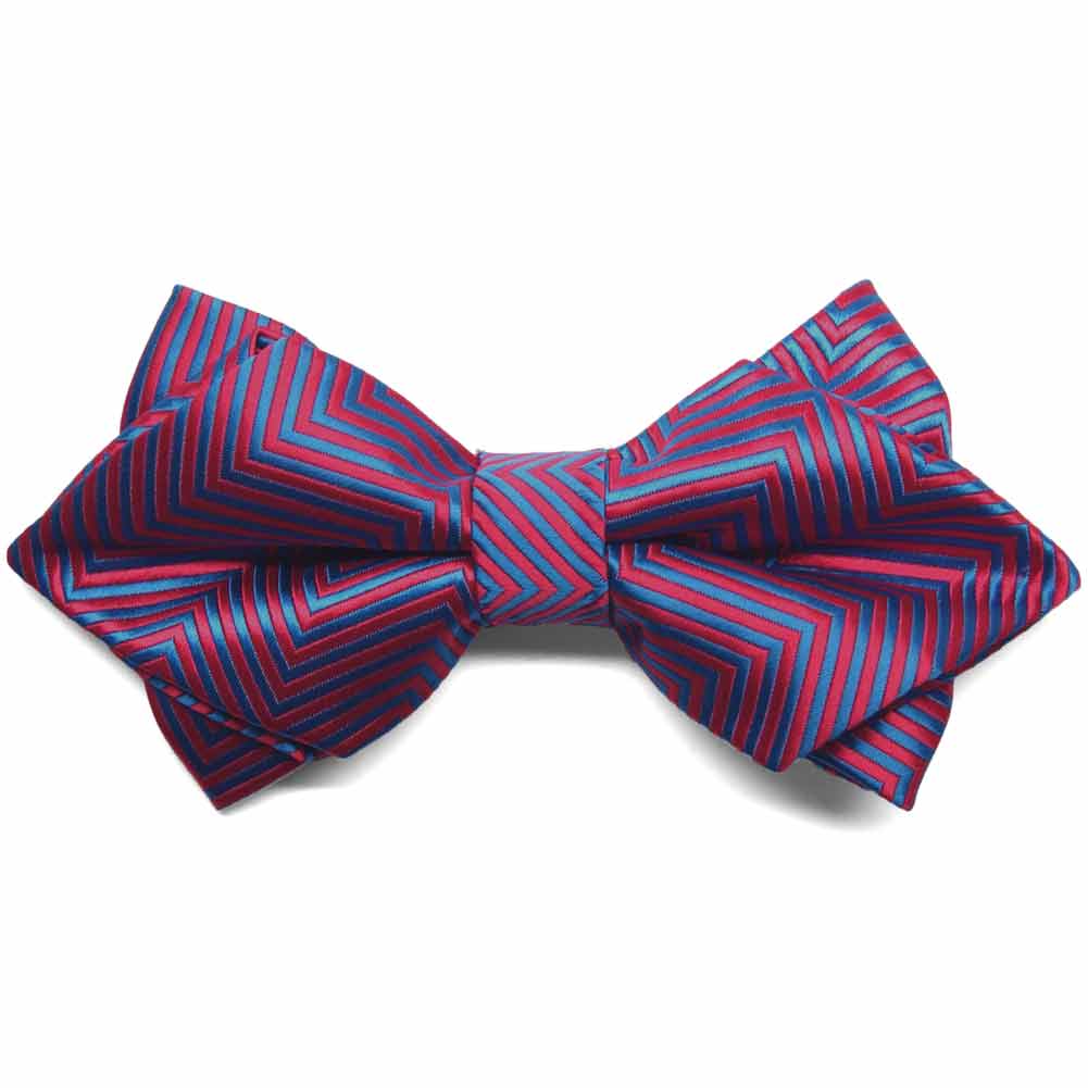 Mens Red Chevron Stripe Diamond Tip Bow Ties Shop At Tiemart Tiemart Inc 3738