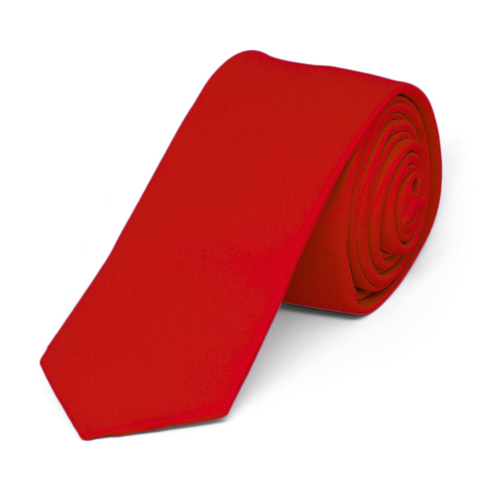 Red Skinny Solid Color Necktie, 2" Shop at TieMart – TieMart, Inc.