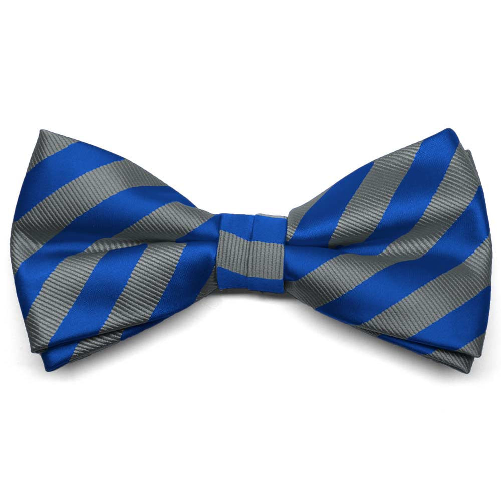Blue and Gray Formal Striped Bow Ties | Shop at TieMart – TieMart, Inc.
