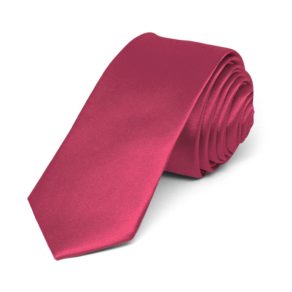 Red Skinny Solid Color Necktie, 2" Shop at TieMart – TieMart, Inc.