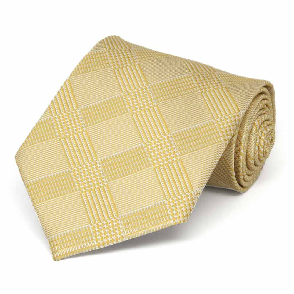 Men's Sunflower Yellow Glen Plaid Extra Long Tie | Shop at TieMart ...
