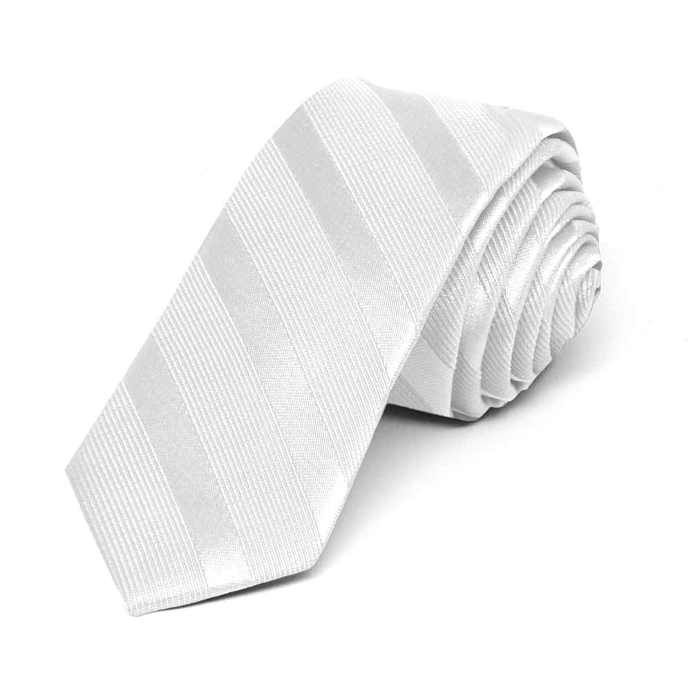 White Elite Striped Skinny Tie, 2