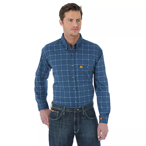 Wrangler® Fr Long Sleeve Button Down Plaid Shirt - Men's- Royal Blue - —  FRDenver