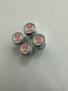 Set of 4 Universal Dodge Silver  Wheel Stem Air Valve Caps