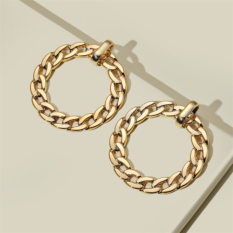 Cuban Chain Gold Earrings