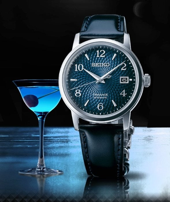 Seiko Presage SRPE43J1 Cocktail Manhattan Blue Dial Blue Leather Strap –  Jamwatches & Co.