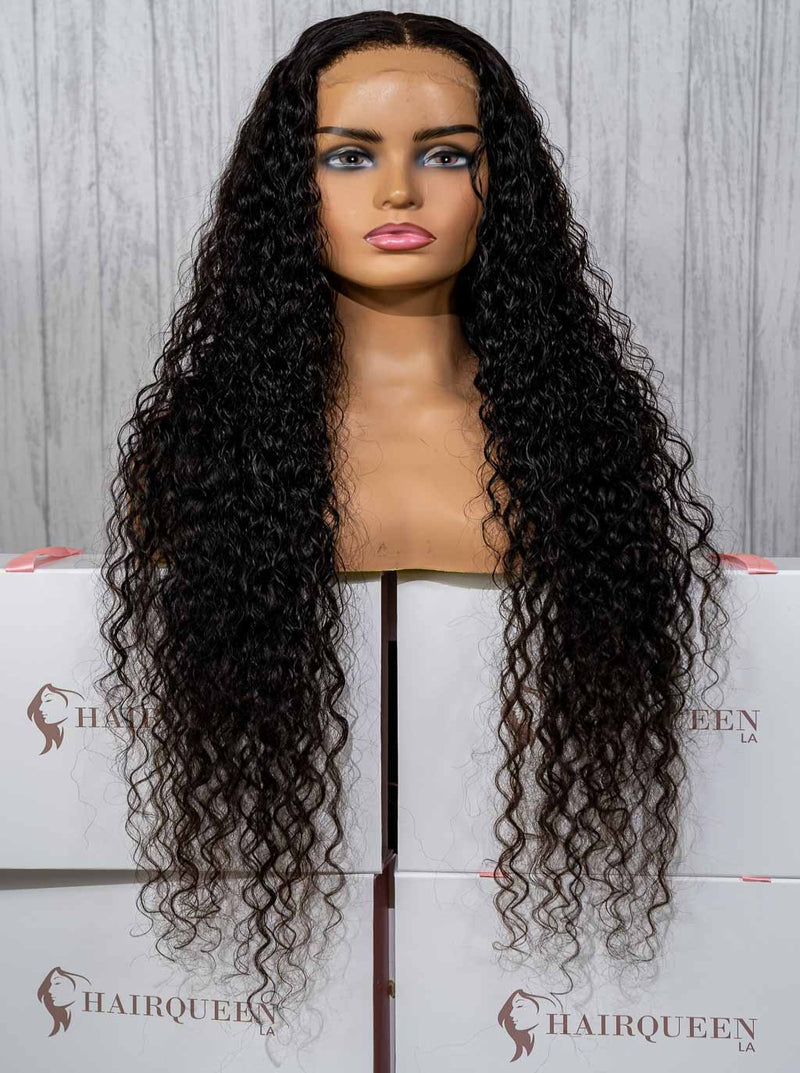 Natural Black Curly Front Lace Wig