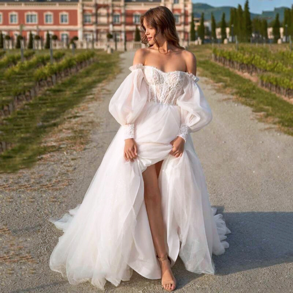 Beach Wedding Dress-Off the Shoulder Bridal Gown