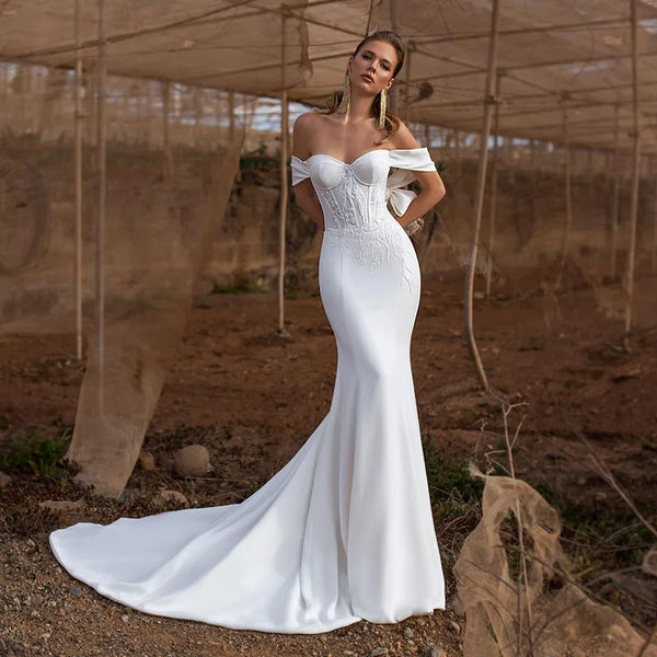 Elegant Mermaid Sweetheart Wedding Dress-Off Shoulder