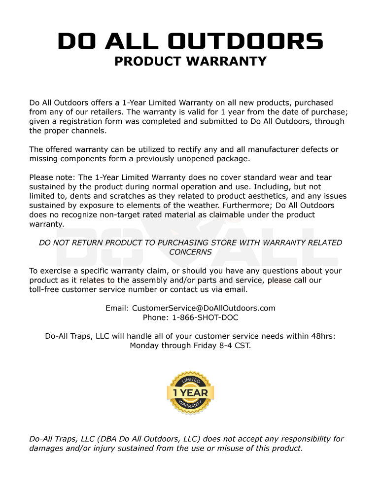 Do All Outdoors - 1 Year Limited Warranty