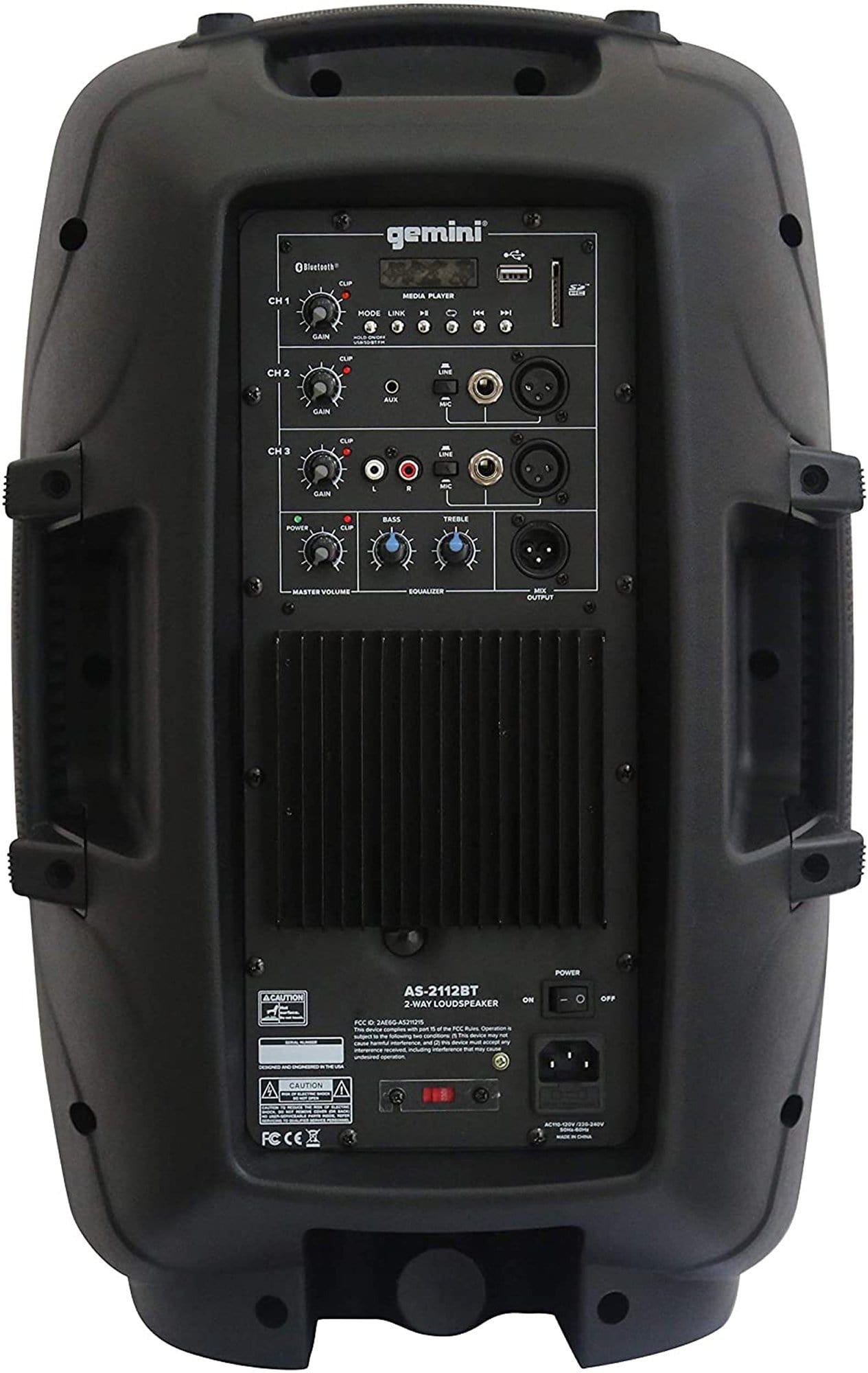Gemini AS-2112BT 12-Inch 1500-Watt Powered Speaker w ...