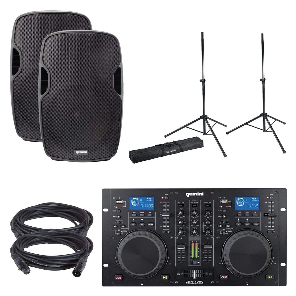 Gemini CDM-4000 DJ Media Player with AS-15P Speaker Pack ...