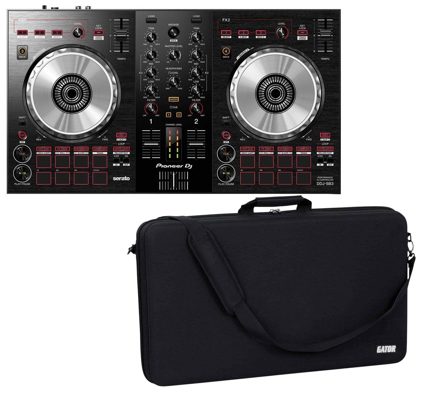 Pioneer DDJ-SB3 DJ Controller for Serato DJ with Gator Controller