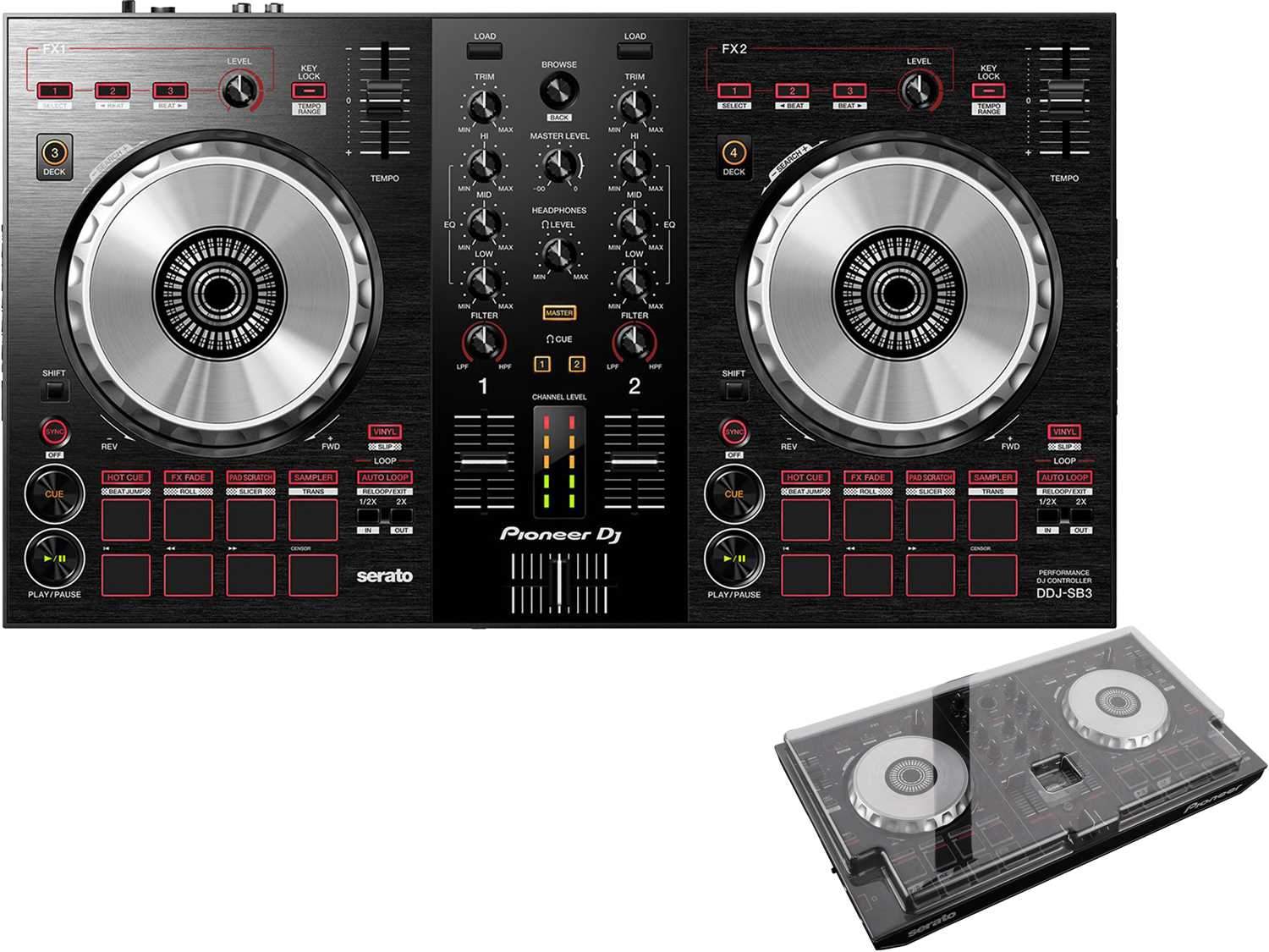 Pioneer DJ DDJ-SB3 DJ Controller with Decksaver Cover | PSSL