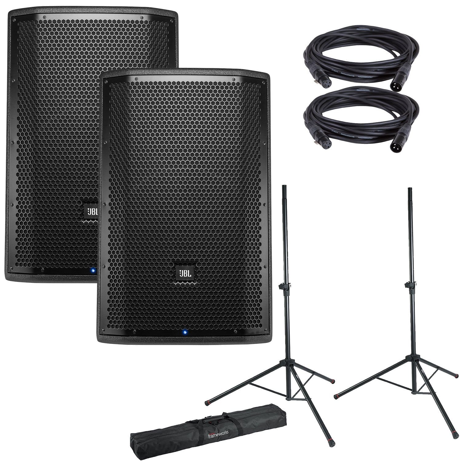 JBL 12" Powered Speakers (Pair) Gator Stands Bundle | PSSL ProSound and Stage Lighting